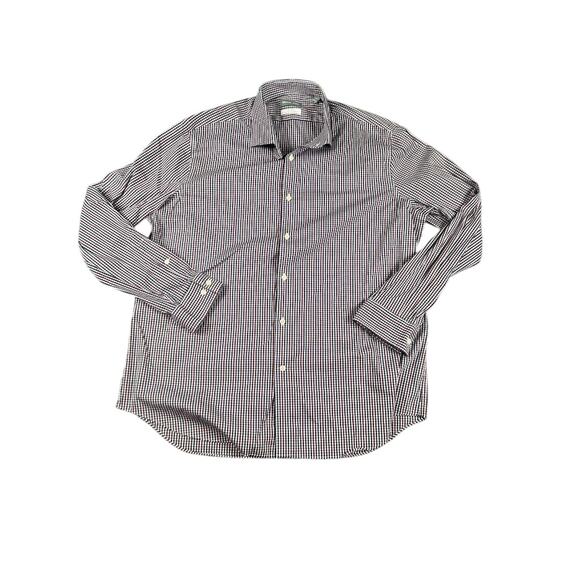 Michael Kors Purple White Check Shirt Men's XLarge Slim Fit Travel Stretch 34/35 - Picture 1 of 9